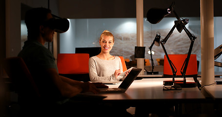 Image showing young designers in the night office