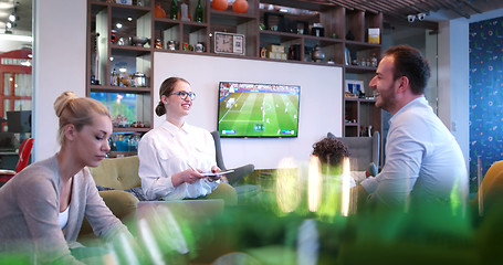 Image showing Startup Business Team At A Meeting at modern office building