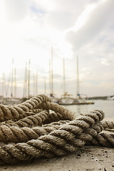 Image showing Ropes on pier