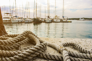 Image showing Ropes on pier