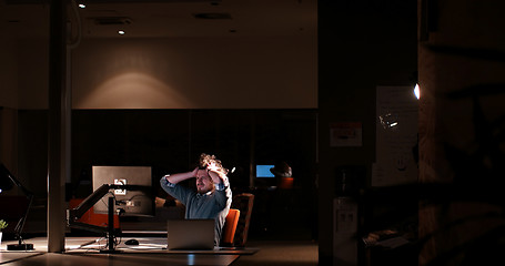 Image showing businessman relaxing at the desk