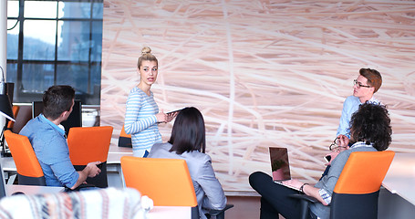 Image showing Startup Business Team At A Meeting at modern office building