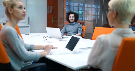 Image showing Startup Business Team At A Meeting at modern office building