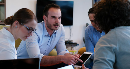 Image showing Startup Business Team At A Meeting at modern office building