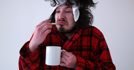 Image showing Man with flu and fever