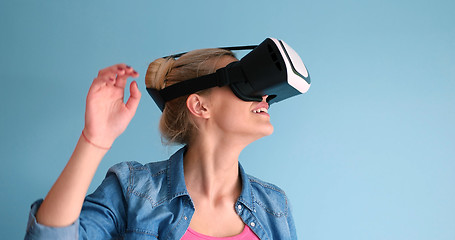 Image showing woman using VR headset glasses of virtual reality