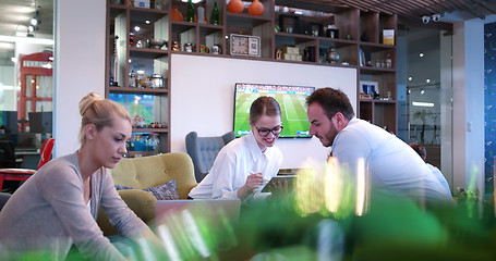 Image showing Startup Business Team At A Meeting at modern office building