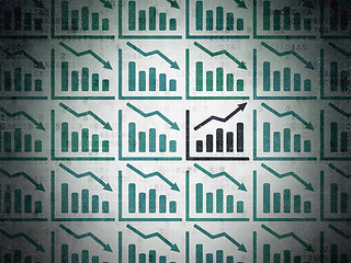 Image showing Business concept: growth graph icon on Digital Data Paper background