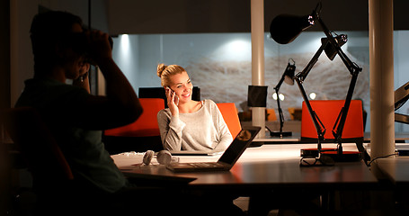 Image showing young designers in the night office