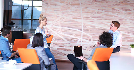 Image showing Startup Business Team At A Meeting at modern office building