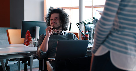 Image showing Startup Business Team At A Meeting at modern office building