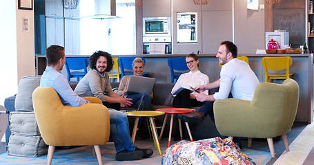 Image showing Startup Business Team At A Meeting at modern office building