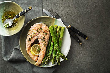 Image showing Steamed salmon