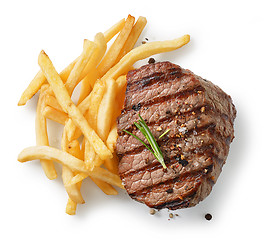 Image showing grilled steak and fried potatoes