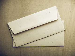 Image showing Vintage looking Letter envelope on wood table