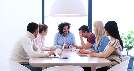 Image showing Startup Business Team At A Meeting at modern office building