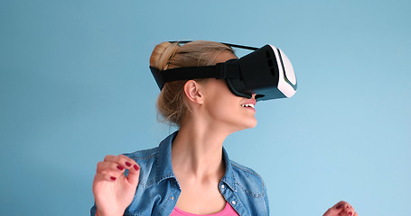 Image showing woman using VR headset glasses of virtual reality