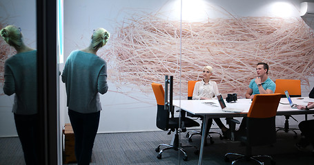 Image showing Startup Business Team At A Meeting at modern office building