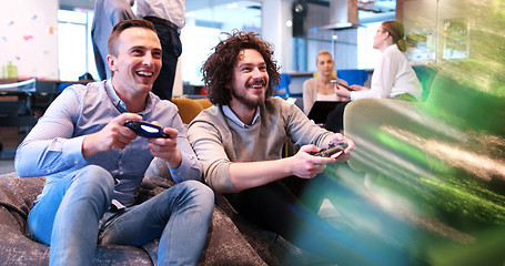 Image showing Office Workers Playing computer games