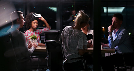 Image showing Multiethnic Business team using virtual reality headset