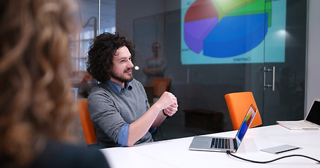 Image showing Startup Business Team At A Meeting at modern office building