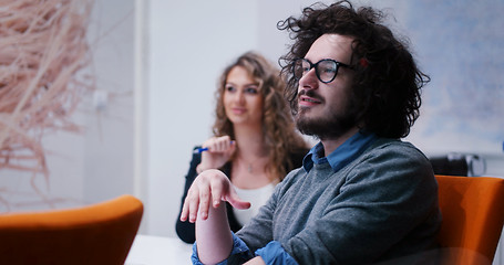 Image showing Startup Business Team At A Meeting at modern office building