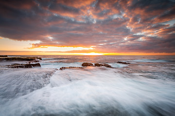 Image showing Rock shelf flows and waterfalls Maroubra