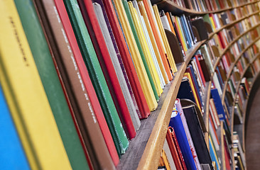 Image showing Many books on bookshelf in library