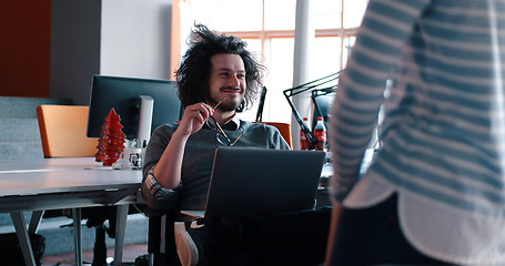 Image showing Startup Business Team At A Meeting at modern office building