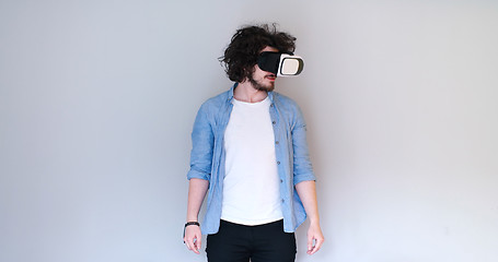 Image showing Man using headset of virtual reality