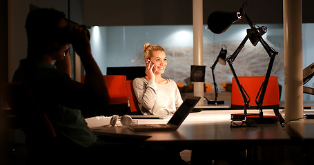 Image showing young designers in the night office