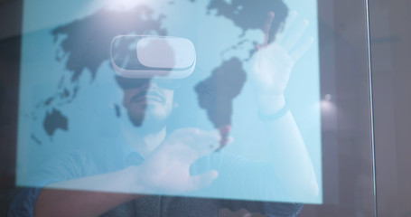 Image showing man using VR-headset glasses of virtual reality