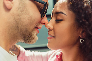 Image showing Beautiful young loving couple. Man and woman in love. Girl and boyfriend together.