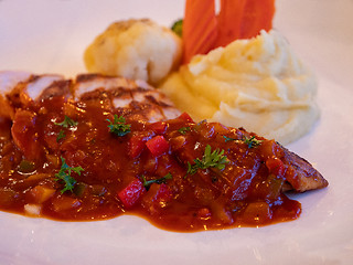 Image showing Chicken breast with barbecue sauce