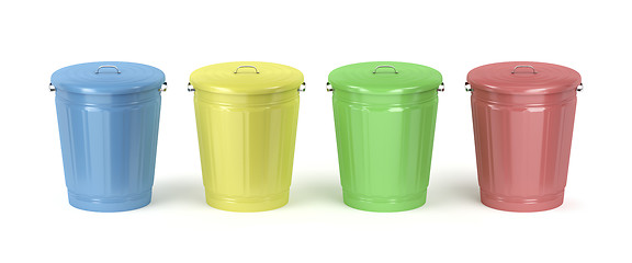 Image showing Colorful trash cans