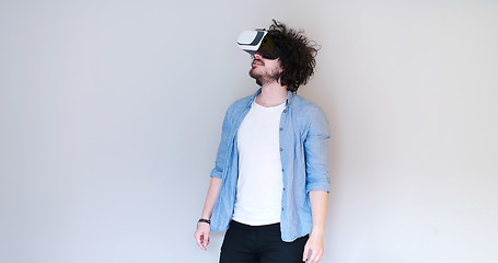 Image showing Man using headset of virtual reality