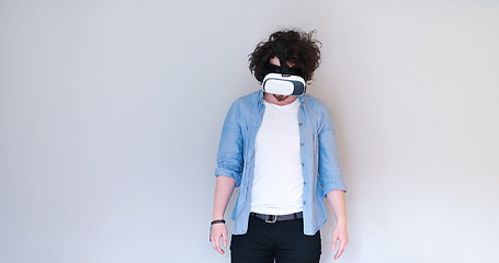 Image showing Man using headset of virtual reality