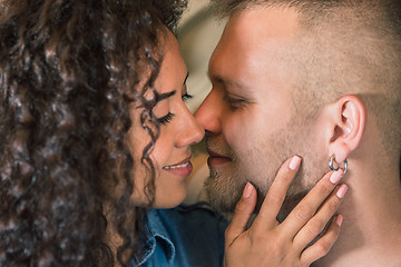 Image showing Beautiful young loving couple. Man and woman in love. Girl and boyfriend together.