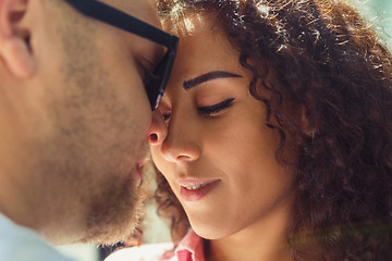 Image showing Beautiful young loving couple. Man and woman in love. Girl and boyfriend together.