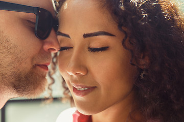 Image showing Beautiful young loving couple. Man and woman in love. Girl and boyfriend together.