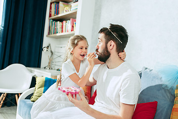 Image showing Father and his six years kid girl at home