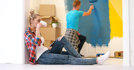 Image showing couple doing home renovations