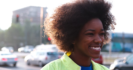 Image showing Portrait of multiethnic group of young people on the jogging