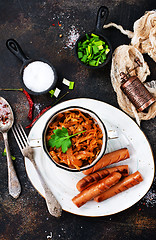 Image showing sausages with cabbage