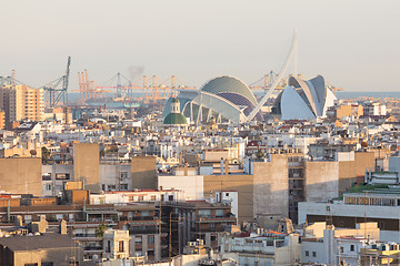 Image showing Skyline view of landmarks of Valencia, Spain.