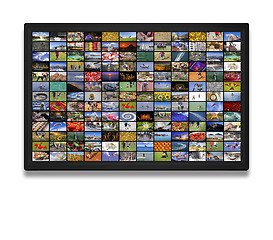 Image showing LCD TV panels as Video wall with colorful images