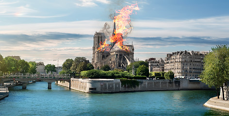 Image showing Fire at Cathedral