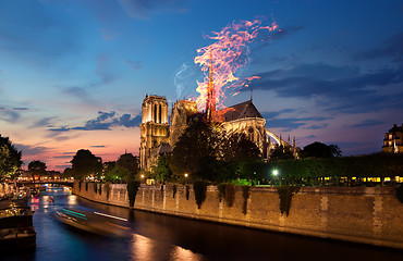 Image showing Fire at the Notre Dame