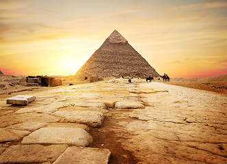 Image showing Egyptian pyramid in sand