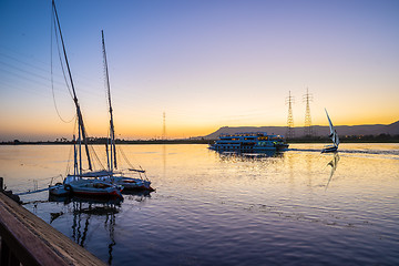 Image showing Nile River and boats